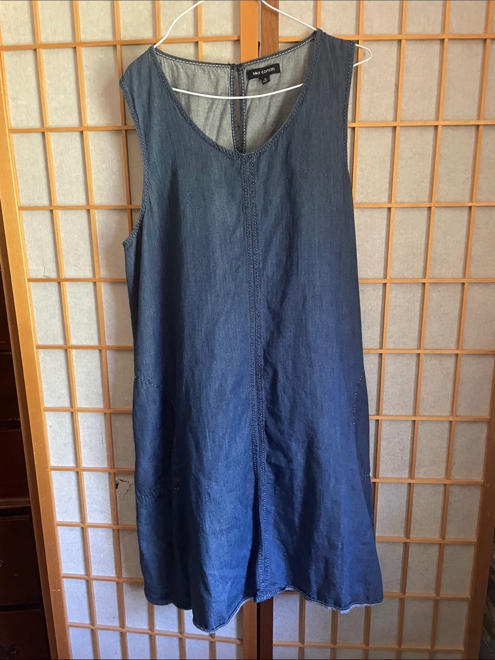 Max Edition Denim Blue Sleeveless A-Line Dress